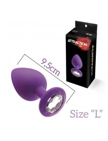 Анальная пробка с кристаллом MAI Attraction Toys №49 Purple, длина 9,5см, диаметр 4см