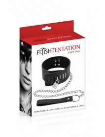 Ошейник с замком и с поводком Fetish Tentation Padlock and Leash