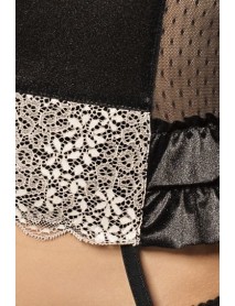 Корсет с пажами ROMA CORSET black L/XL - Passion Exclusive, трусики, оборочки