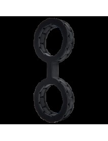 Наручники из силикона Doc Johnson The Cuffs Large - Black, хорошо тянутся, для рук и для ног