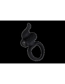 Эрекционное виброкольцо Adrien Lastic Lingus Black с язычком и щеточкой для стимуляции клитора