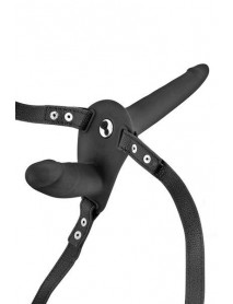 Двойной страпон с вибрацией Fetish Tentation Vibrating Strap-On with Double Dildo Black