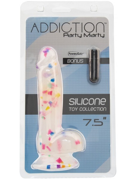 Фаллоимитатор с конфетти ADDICTION - PARTY MARTY - 7.5" - FROST & CONFETTI, 19 см, силикон