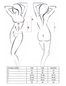 Корсет-сорочка с пажами PALOMA CORSET white L/XL- Passion, трусики, полупрозрачный