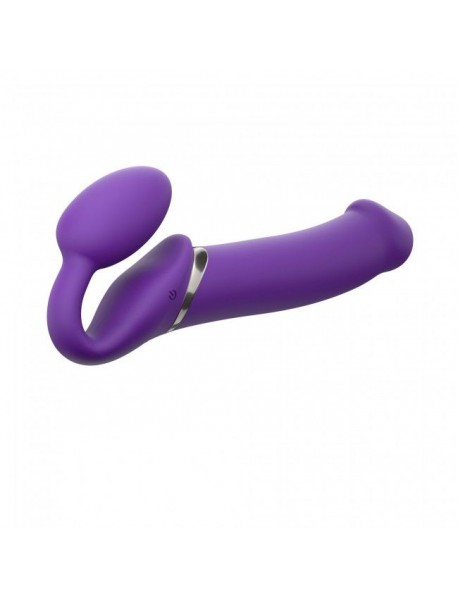 Безремневой страпон с вибрацией Strap-On-Me Vibrating Violet XL, диаметр 4,5см, пульт ДУ, регулируем