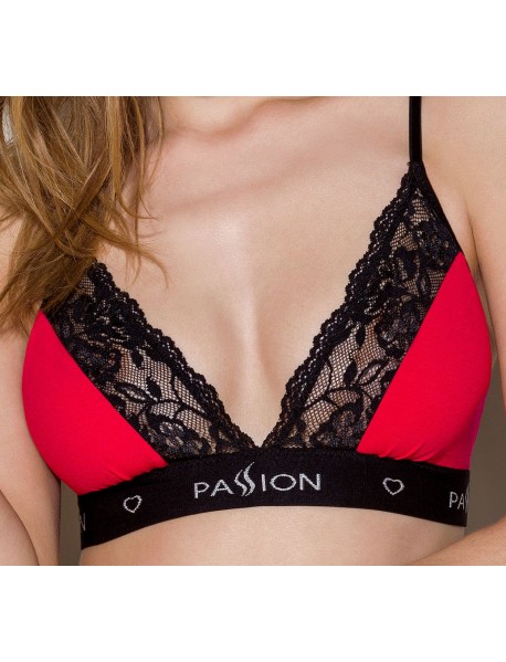 Эластичный топ с кружевом Passion PS001 TOP red-black, size L