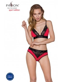 Эластичный топ с кружевом Passion PS001 TOP red-black, size M
